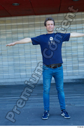 Whole Body Man T poses White Casual Slim Standing Street photo references